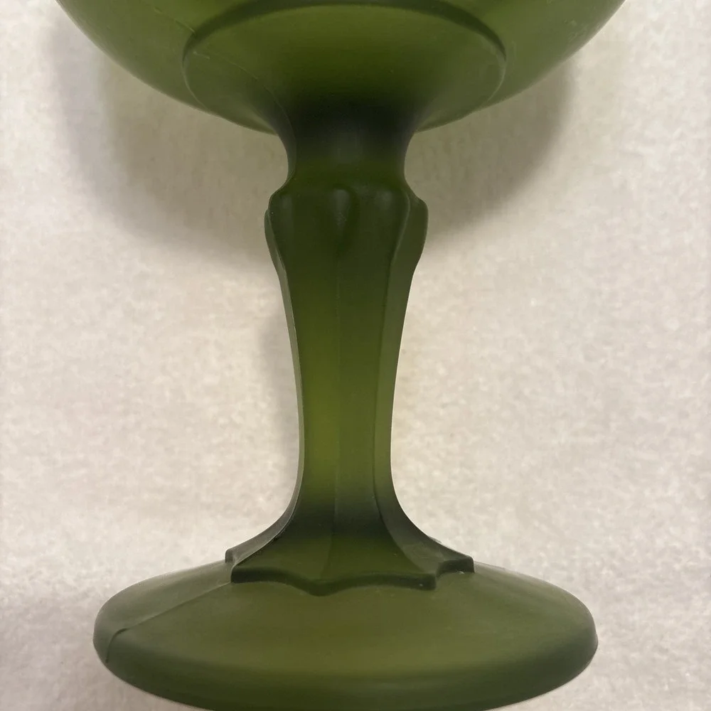 Vintage Frosted Indiana Glass Tear Drop Pedestal Candle Holder 7.5 in Tall